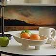 WENSHUO Three-Legs Ceramic Fruit Bowl for Kitchen Counter, Decorative Bowl for Table Décor, 10-inch Oval Large Bowls for Brea