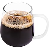 Clear Borosilicate Glass Coffee Mug with White Jade-Like Handle, 450ml/16oz – Durable Glass Mug for Coffee, Tea, Beer, and Hot Beverages, Ideal Gift