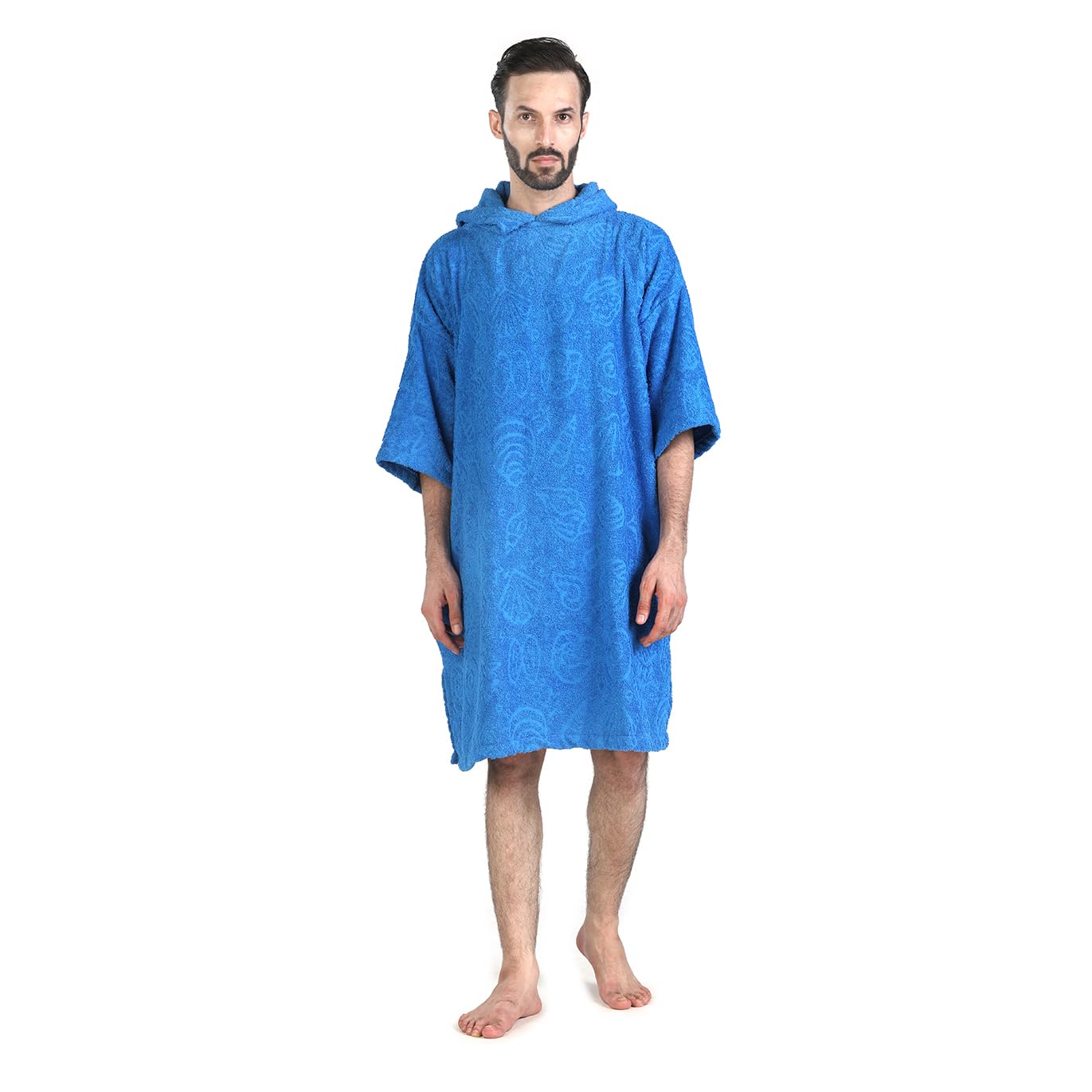 Photo 1 of ALLEN & MATE 100% COTTON Unisex Hooded Surf Poncho – 380 GSM, Safety Certified, Oversized Quick-Dry Robe for Men & Women (Blue Starfish)