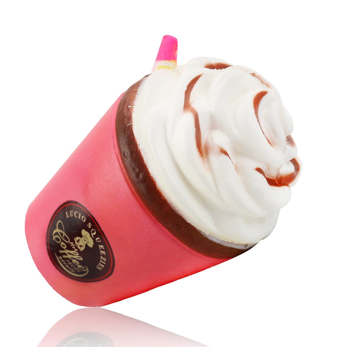 TOPofly Squishy Slow Rising Squeeze Toys Cream Scented Soft Toys Straw Cup Stress Reliever for Kids and Adults (pink)