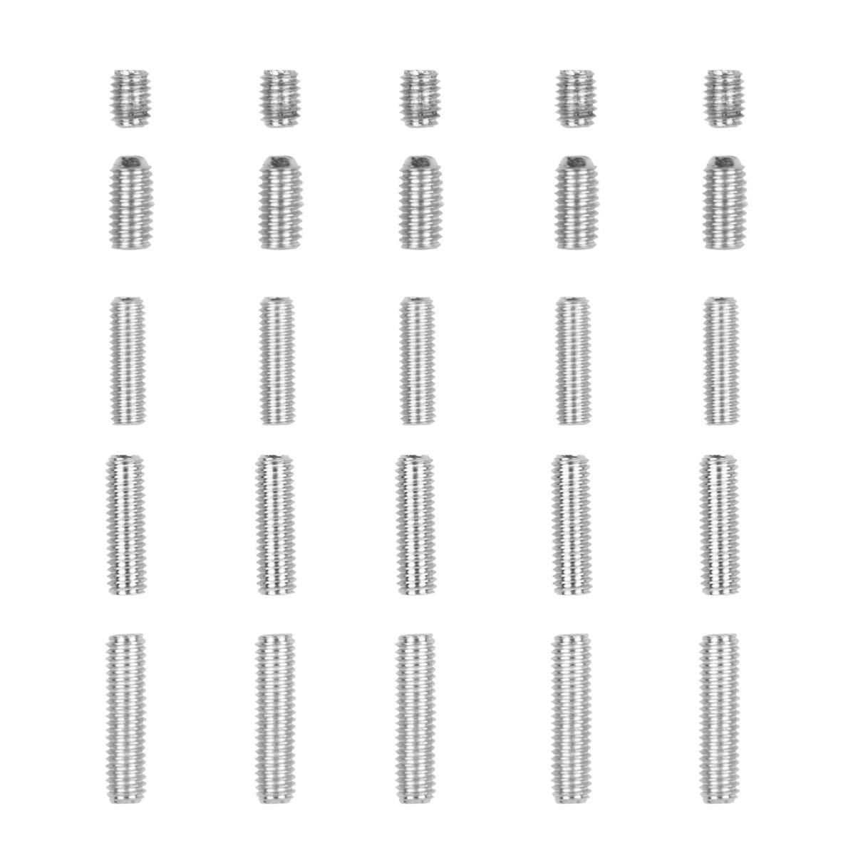 25pcs Guitar Saddle Height Screws, Adjustment Fine Tuning Screw -Metric M 3 x4 /6/8 /10 /12mm Metal Screw for, Telecaster, Guitar Replacement Accessories