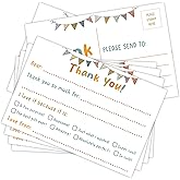 Zgogy 25 PCS Cute Thank You Postcards for Kids, 4x6 No Envelope Needed Double Sided Design Post Cards, Kids Thank You Cards Fill in the Blank Birthday Postcards for Birthday Party and Event-07