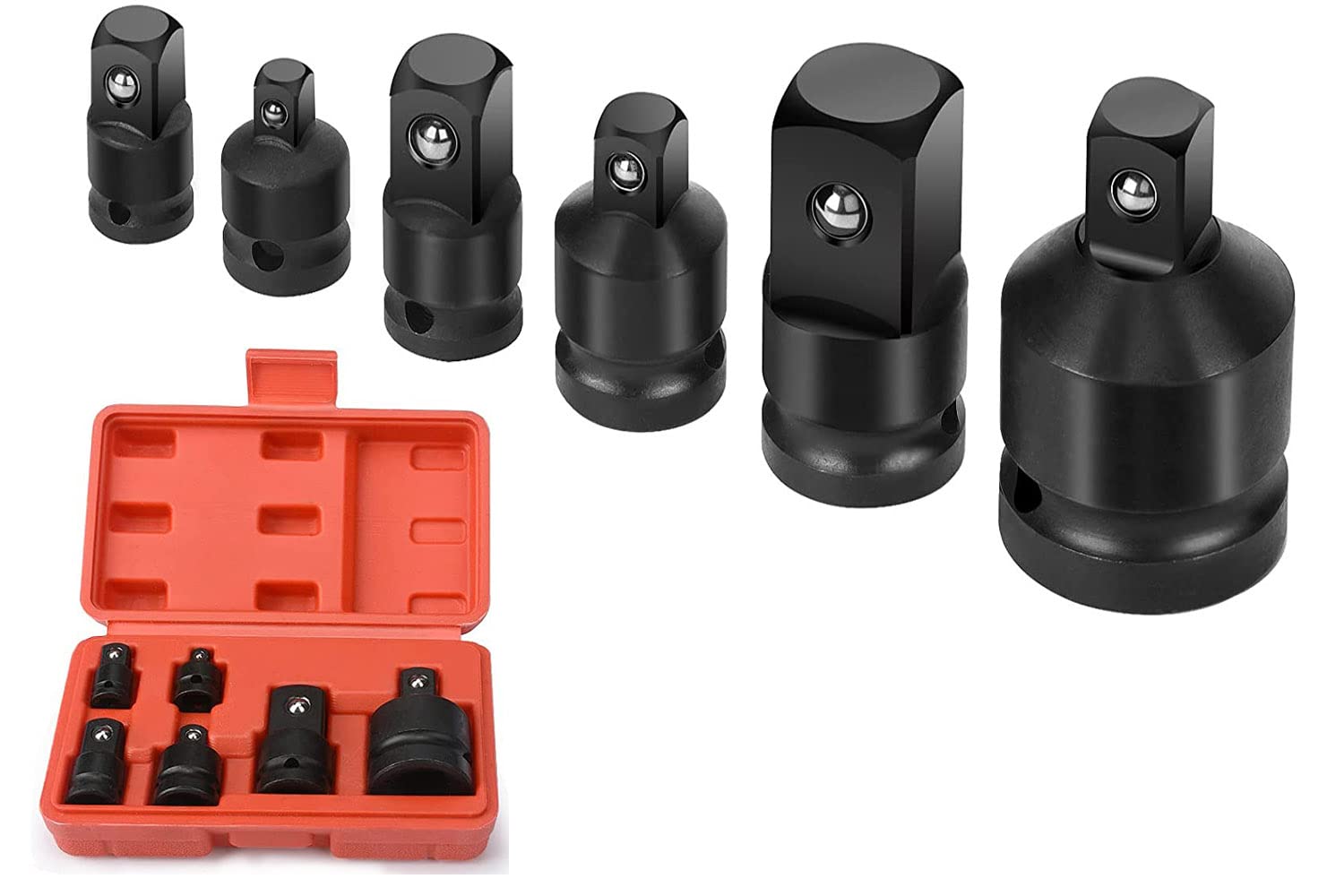 Impact Socket Adaptor Set, Wrench Socket Adapter Set, 6 Pcs Socket Reducer Set,Socket Adapter(1/4" to 3/8", 3/8" to 1/4", 3/8" to1/2, 1/2" to 3/8", 1/2" to 3/4", 3/4" to1/2)
