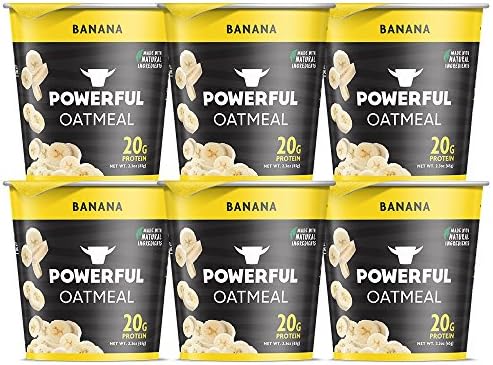Powerful Yogurt High Protein Instant Oatmeal with 20 Grams Protein, Banana, 65 Gram (Pack of 6)