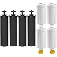 Water Filter Replacement Compatible with Berkey® Gravity Filter Filtration System, NSF/ANSI 42 Certified 4 Black Filters and 4 Fluoride Filters PF2 for Travel, Big, Royal Series