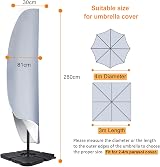 OKPOW Cantilever Parasol Cover Waterproof 280cm H 81cm Middle 30-45cm view 2
