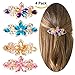 Jaciya 4 Pack Crystal Hair Barrette Mother's Day Gift Rhinestone Hair Clips French Barrette Flower Style Hair Pin Barrettes Spring Clip for Women, 4 Colors