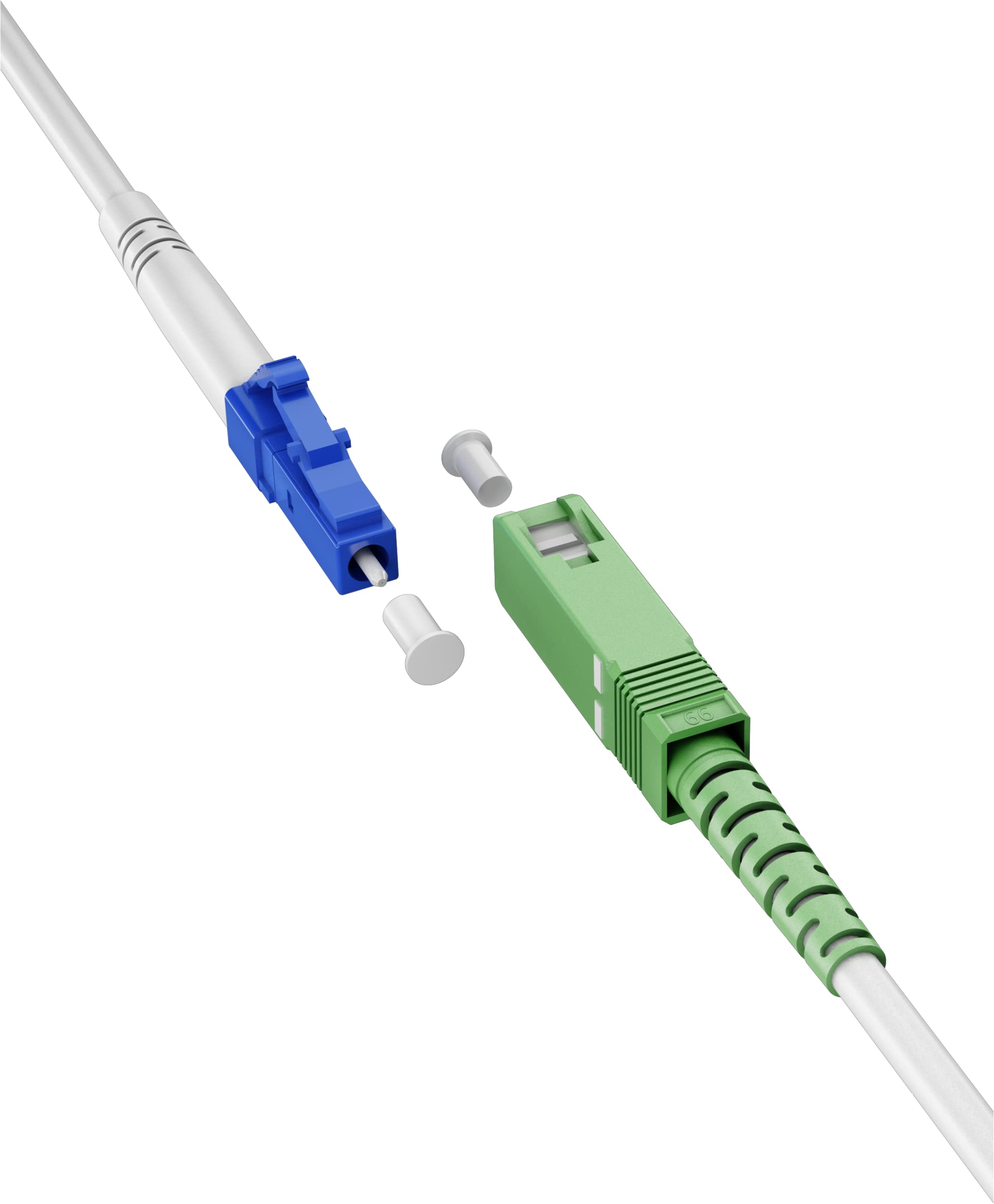 goobay 59609 Fibre Optic Cable (FTTH) / Singlemode (OS2) Simplex/SC APC (8°) Male to LC-UPC (8°) Male/Light Wave Cable / 2 m