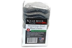 434 Stainless Steel Wool (8 pad Pack) - Medium Grade - by Rogue River Tools. Made in USA, Oil Free, Won’t Rust. Choose from All Grades!