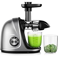 Jocuu Slow Masticating Juicer with Soft/Hard Modes Easy to Clean Quiet Motor & Reverse Function, Cold Press Juicer for Fruit