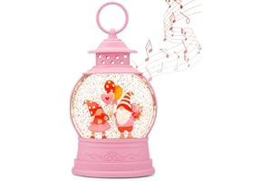 PESTILITE Mothers Day Decorations Musical Gnomes Snow Globe,Couple Gnomes Light Up Snow Globe 6H Timer, USB/Battery Operated, for Mom,Wedding Party