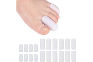 MADHOLLY 20Pcs Gel Toe Protectors - Durable Silicone Toe Caps, Toe Cushion Guard Cover for Women Men, Relieve Ingrown Toenails, Hammer Toes, Corns, Blisters, Callus, 8S + 12M