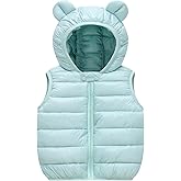 AIWUHE Baby Boys Girls Hooded Puffer Vest Winter Lightweight Sleeveless Bear ears Zipper Up Jacket