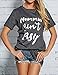 ZXZY Women's Loose Plus Size Letter Print Mommin Aint Easy T Shirt Blouse M Grey