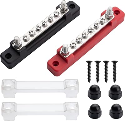 ZEALfix 2x 12V-48V 150A 6 Terminal Bus Bar Power Distribution Car RV Marine