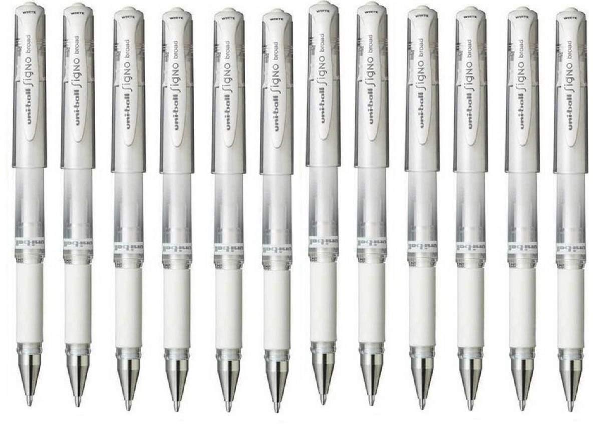 uni-ball Signo Broad Metallic UM-153 Pen - White, Pack of 12