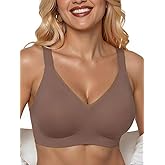 PoseFree Womens Wireless Bras Supportive Tshirt Bra No Underwire Seamless Push Up V Mesh Comfortable Bralette Everyday Bras