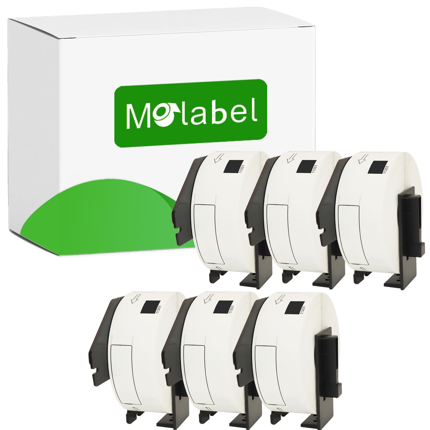 Molabel - 6 Rotoli DK-11201 Labels per Indirizzi Compatible with Brother, 29 mm x 90 mm, 2400 Labels per Stampanti di Label Brother QL