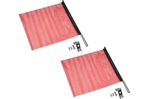 Mytee Products EZ Mount Warning Flag Red 18" x 18" Mesh Safety Flag DOT Compliant | Spring Loaded Quick n Easy Disconnect - 2 Pack
