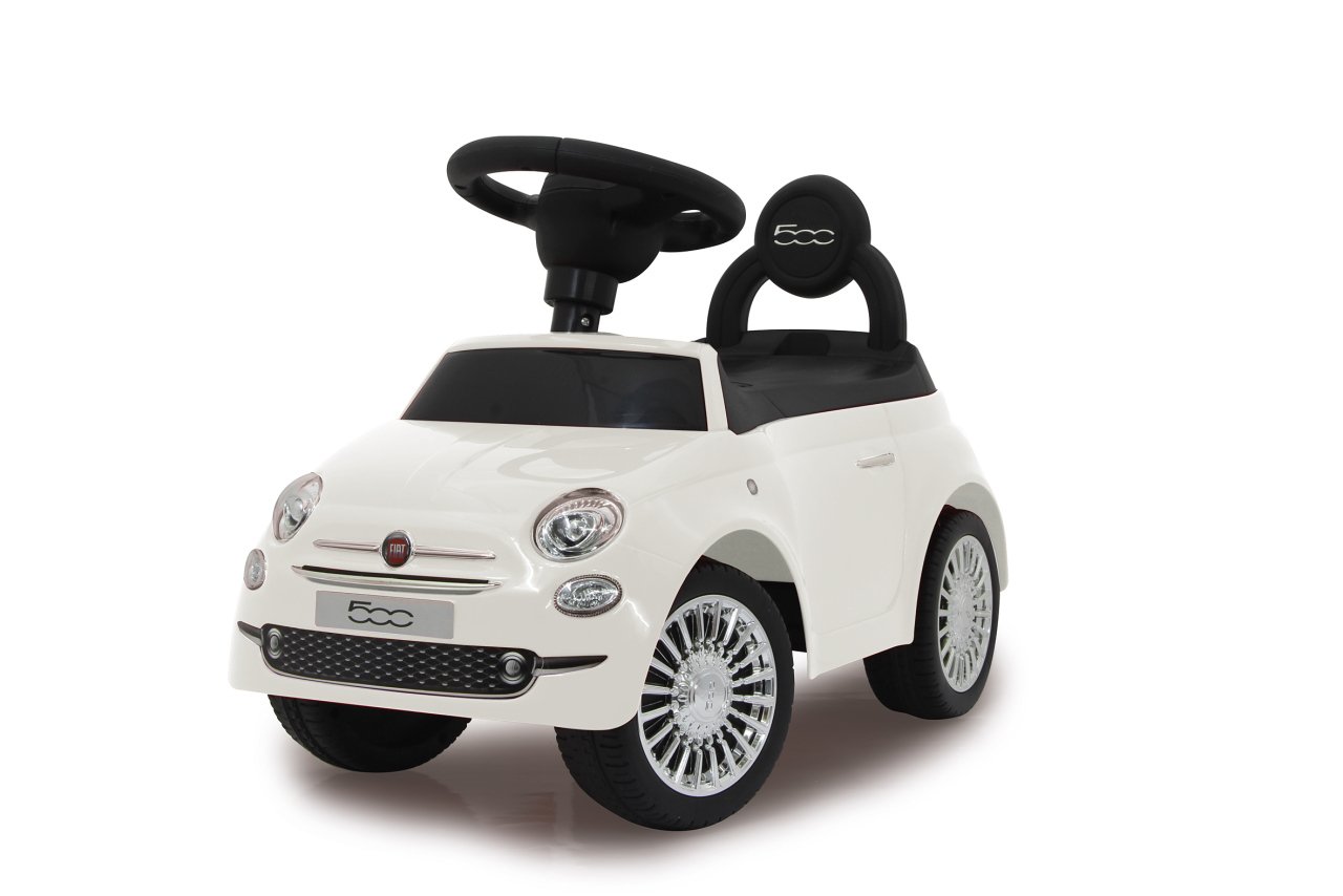 Jamara 460325 - Push Car, Fiat 500 White – Officially Licensed, Boot under the seat, Backrest and hand grip, Various Sounds, Horn, Authentic appearance, High-end finish