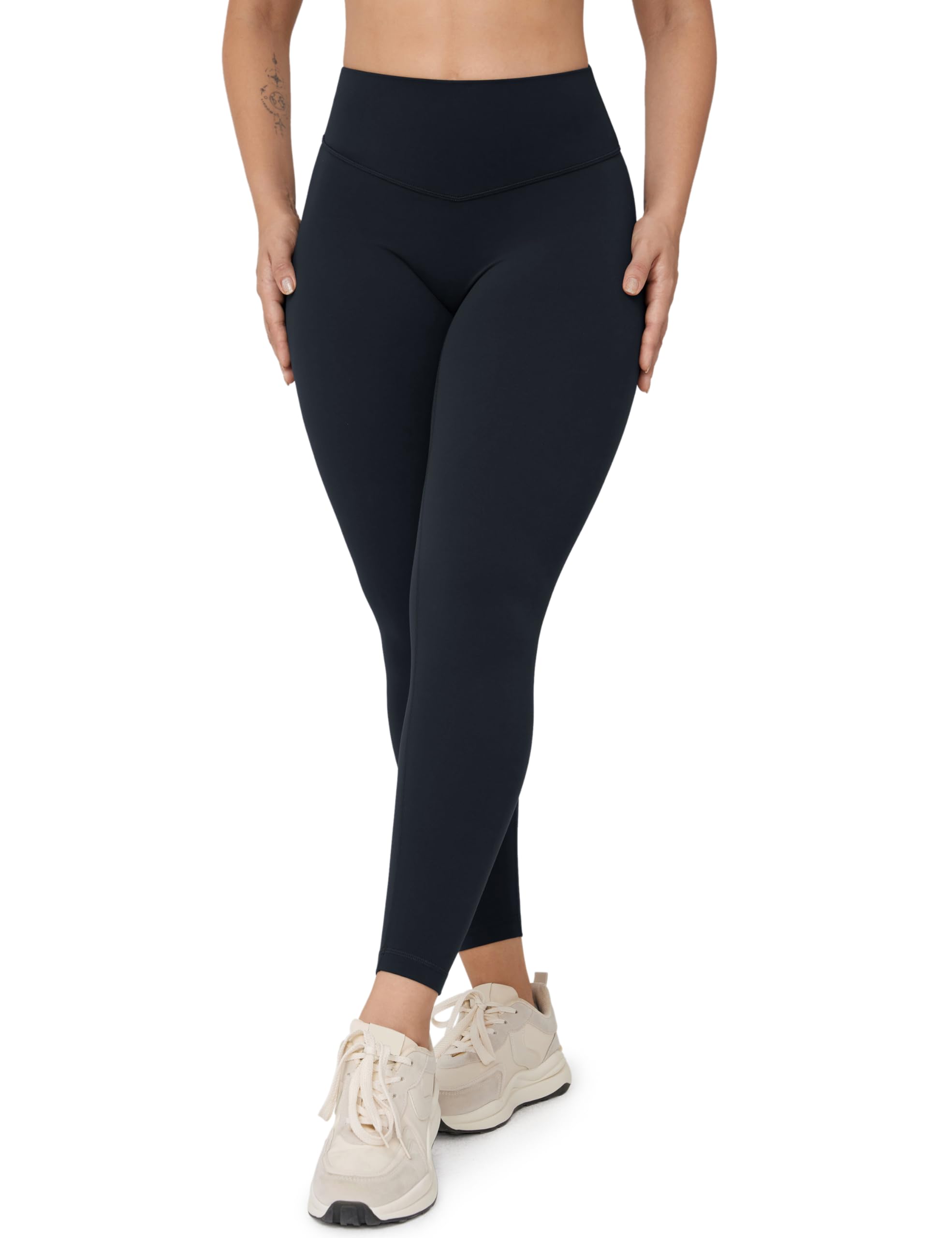 Photo 1 of UNISSU Hugcurve No Front Seam High Waisted Workout Leggings for Women Buttery Soft Yoga Pants Gym Athletic Tights - 25'' Black Small
