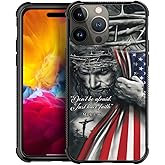 DAIZAG Case Compatible with iPhone 15 Plus,Shockproof Soft Phone Cover for Boy Men Gift Case,Christian Jesus God Bless American Flag