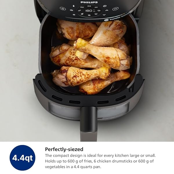 PHILIPS 2000 SERIES AIRFRYER – 4.4 QT (4.2L) PAN, 13 COOKING FUNCTIONS, RAPIDAIR TECHNOLOGY, HEALTHY COOKING WITH 90% LESS FAT, EFFICIENT & FAST (NA220/00)