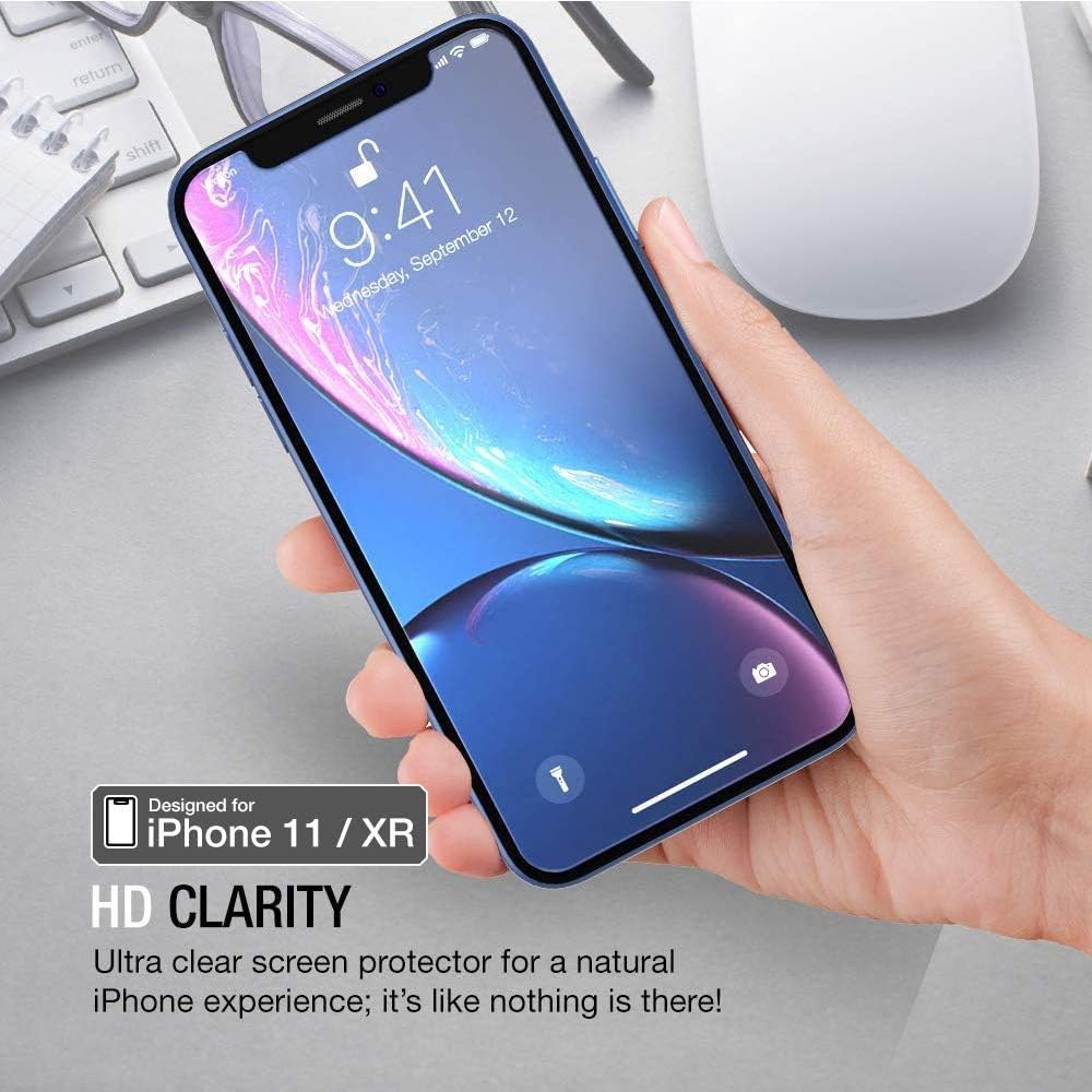 XDesign Glass Screen Protector Designed for iPhone 11 and iPhone XR (3-Pack) 6.1-inch Tempered Glass 9H Hardness 12 Points Impact Absorb + Pro Installation Tray [Fit with Most Cases]- 3 Pack