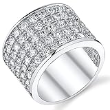 David Beckham Sterling Silver Men's Championship Cubic Zirconia CZ Band Ring 15 MM Sizes 8 to 13