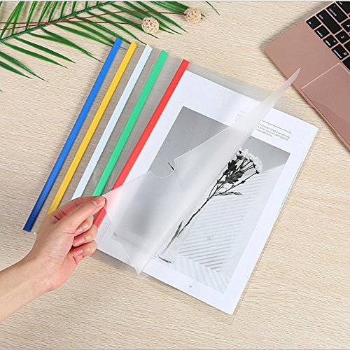 PRALB 25PCS Standard Sliding Bar Translucent Design Project File,Report Covers for A4,Perfect for School and Office,5 Color