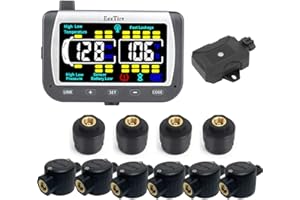 EEZ RV Products EezTire-TPMS10MIXB Real Time/24x7 Tire Pressure Monitoring System - Color Monitor + 4 at Sensors + 6 FT Sensors + Booster