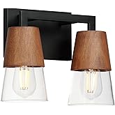 Maxim Lighting 21622CLWNBK I Carpenter Collection 12 Inch Two Light Bathroom Vanity I Walnut and Black Finish I Modern Contem