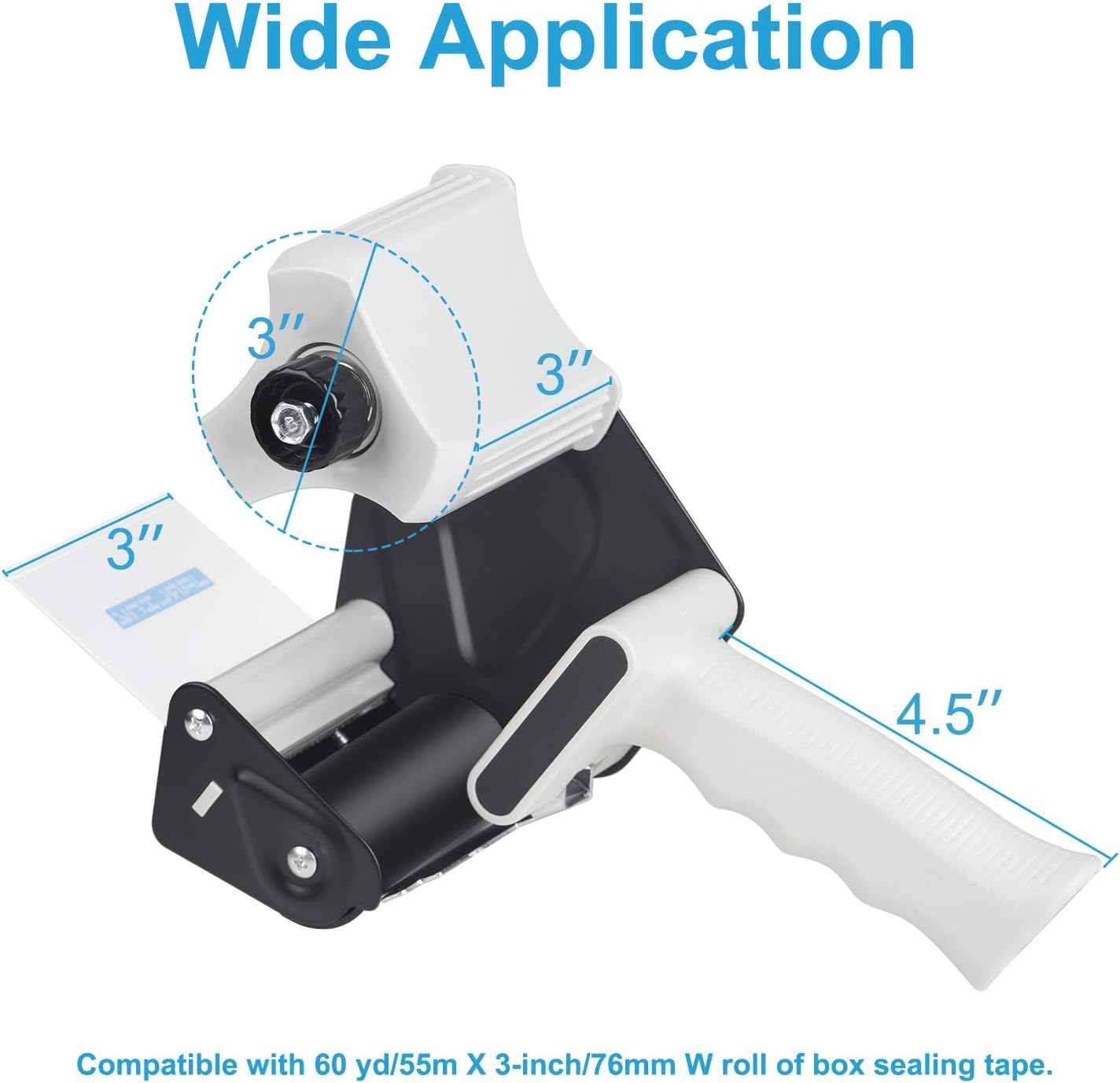 JARLINK Packing Tape Dispenser Gun with Rolls Tape, 3 inches Lightweight Industrial Side Loading Tape Dispenser for Shipping, Packaging, Moving, Box and Carton Sealing (Grey & Black) : Office Products
