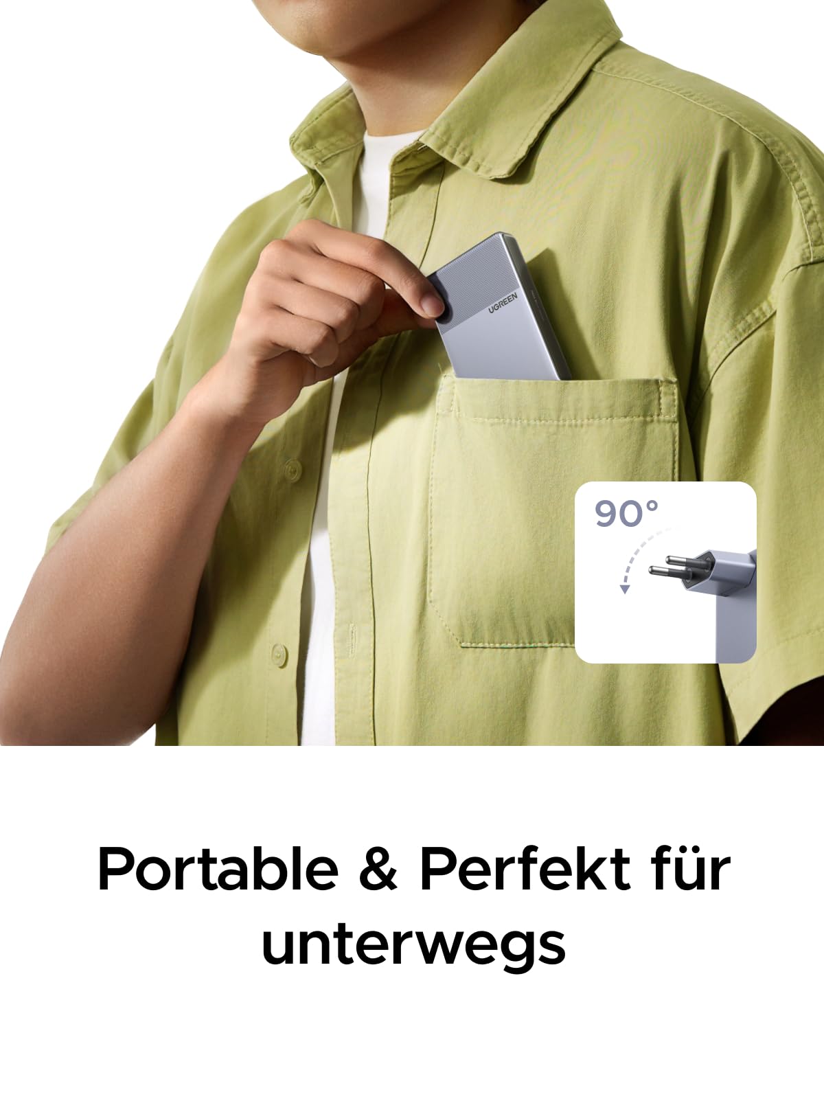UGREEN USB C Ladegerät 65W Slim, 1,45cm Dünn, Klappbarer Stecker, 3-Port 5