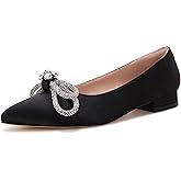 VETASTE Women's Ballet Flats Double Bow Pointed Toe Casual Comfortable Slip on Flat Ballerina Shoes