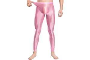 FEOYA Mens Oil Shiny Glossy Compression Pants Stretchy Nylon Smooth Leggings Tights Pants for Yoga Running Gym Workout