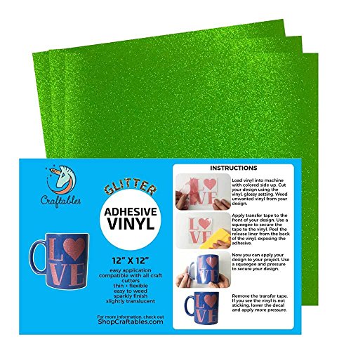 Buy Craftables Green Glitter Adhesive Vinyl for Cricut, Silhouette