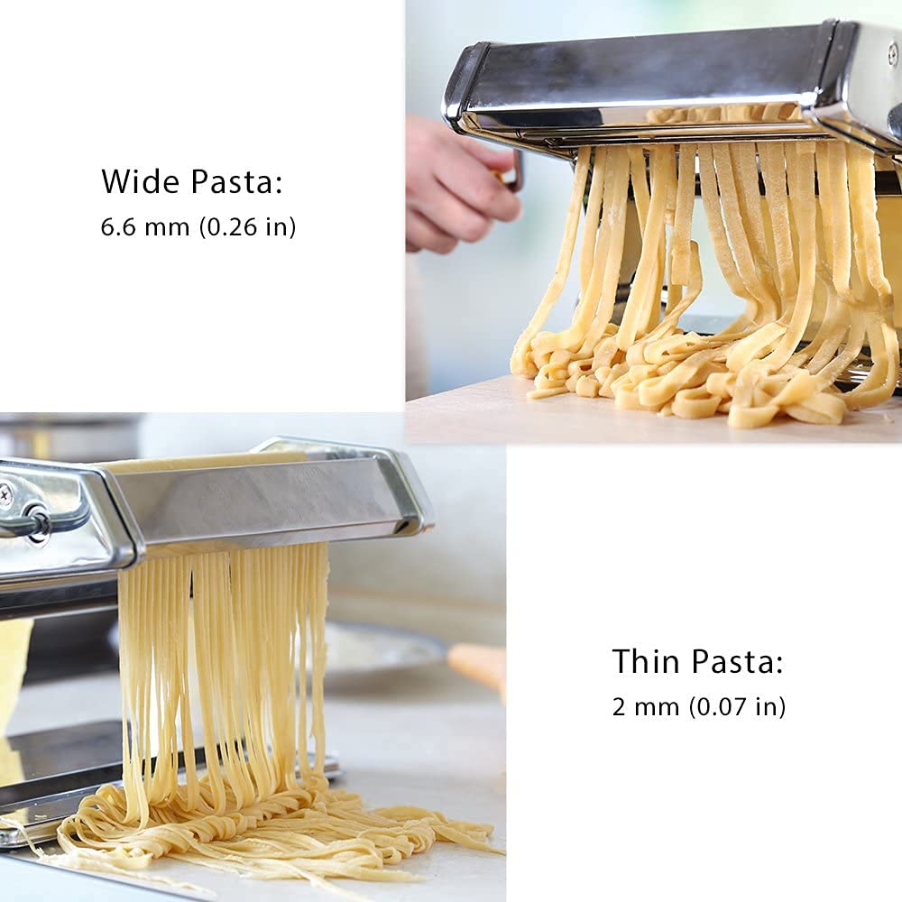 Pasta Machine, ISILER 9 Adjustable Thickness Settings Pasta Maker, 150