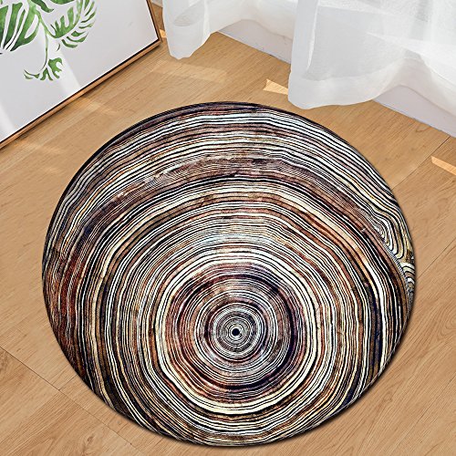 Kuiduo 3D Wood Grain Pattern Round Carpet Rug Floor Mats Bath Mat Personality