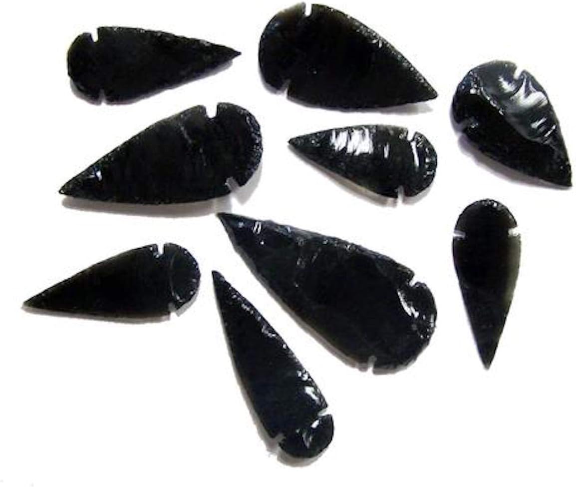 6 Pieces - wholesale bulk lot - BLACK OBSIDIAN LARGE 2 TO 3 INCH Real Stone Arrowheads