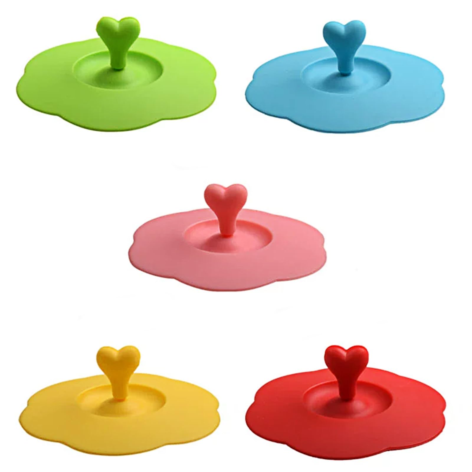 EULAPGOE 5pcs Silicone Flower Shape Cup Lid - Dustproof & Airtight - Multicolor - Modern - Dishwasher Safe - Snap Closure