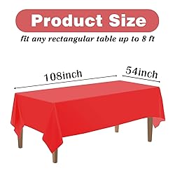 Kopokita 6PCS Red Plastic Tablecloths 54 x 108