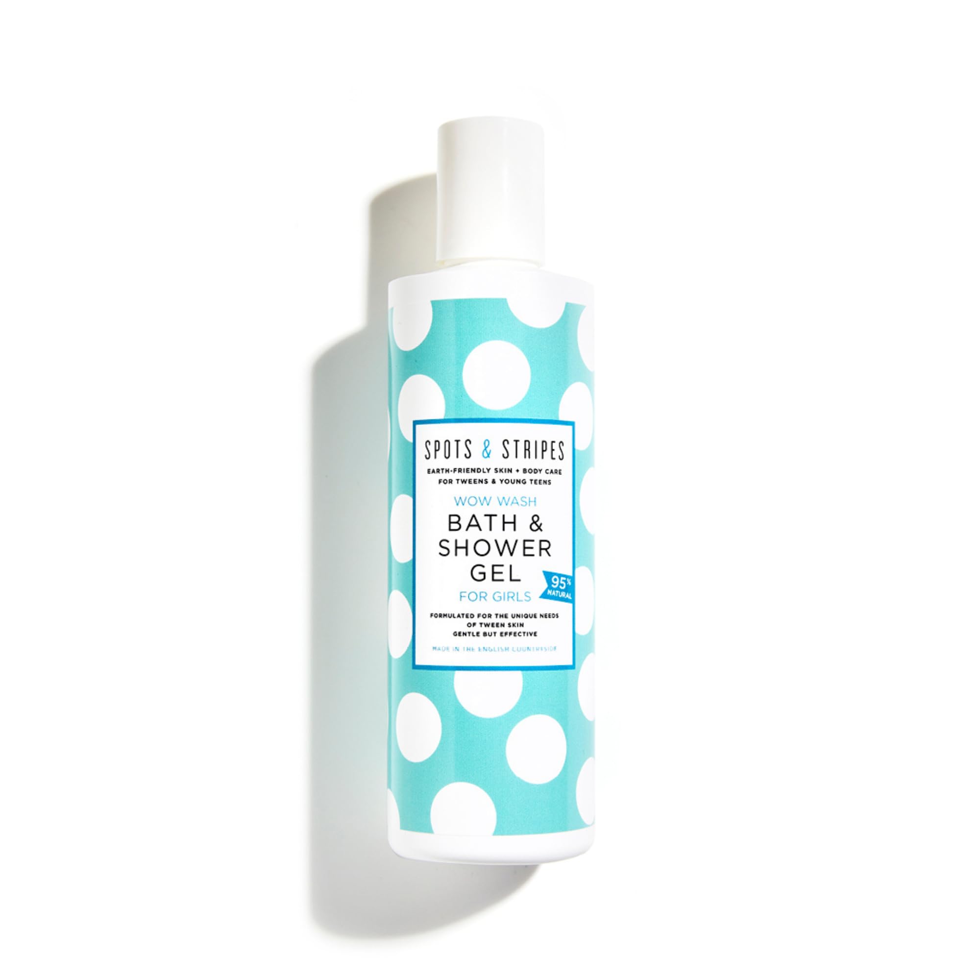 Spots & Stripes - Wow Wash Bath & Shower Gel for Girls, a Delicious-Smelling, Natural Kids Body Wash that Gently Cleans Young Bodies, Sulphate-Free and Moisturising, with Coconut and Vanilla (250ml)