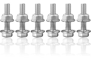 DKVUDHO 6pcs M10X1.5-40mm Stainless Steel Flange Screws Flange Exhaust Bolts and Nuts Kit for Securing Exhaust Components Hex Head Exhaust Manifold Hardware Kit