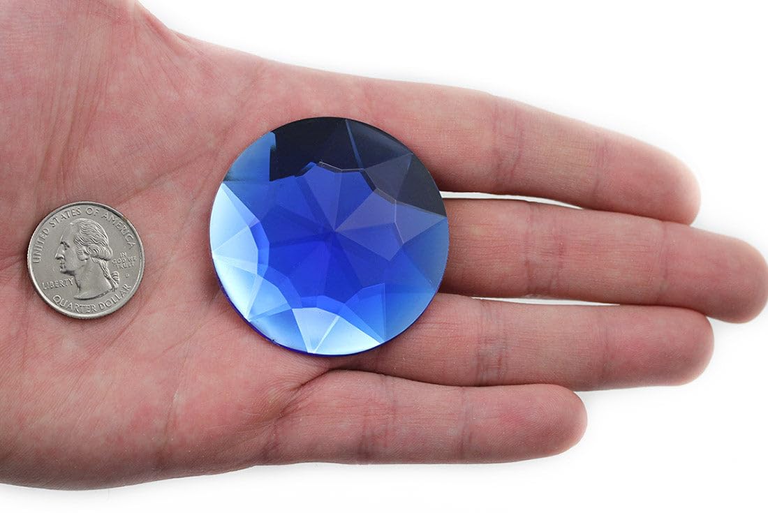 50mm Extra Large Flat Back Round Acrylic Rhinestones Plastic Circle Gems for Costume Making Cosplay Jewels Pro Grade Embelishments - 4 Pieces (Blue Sapphire H104)