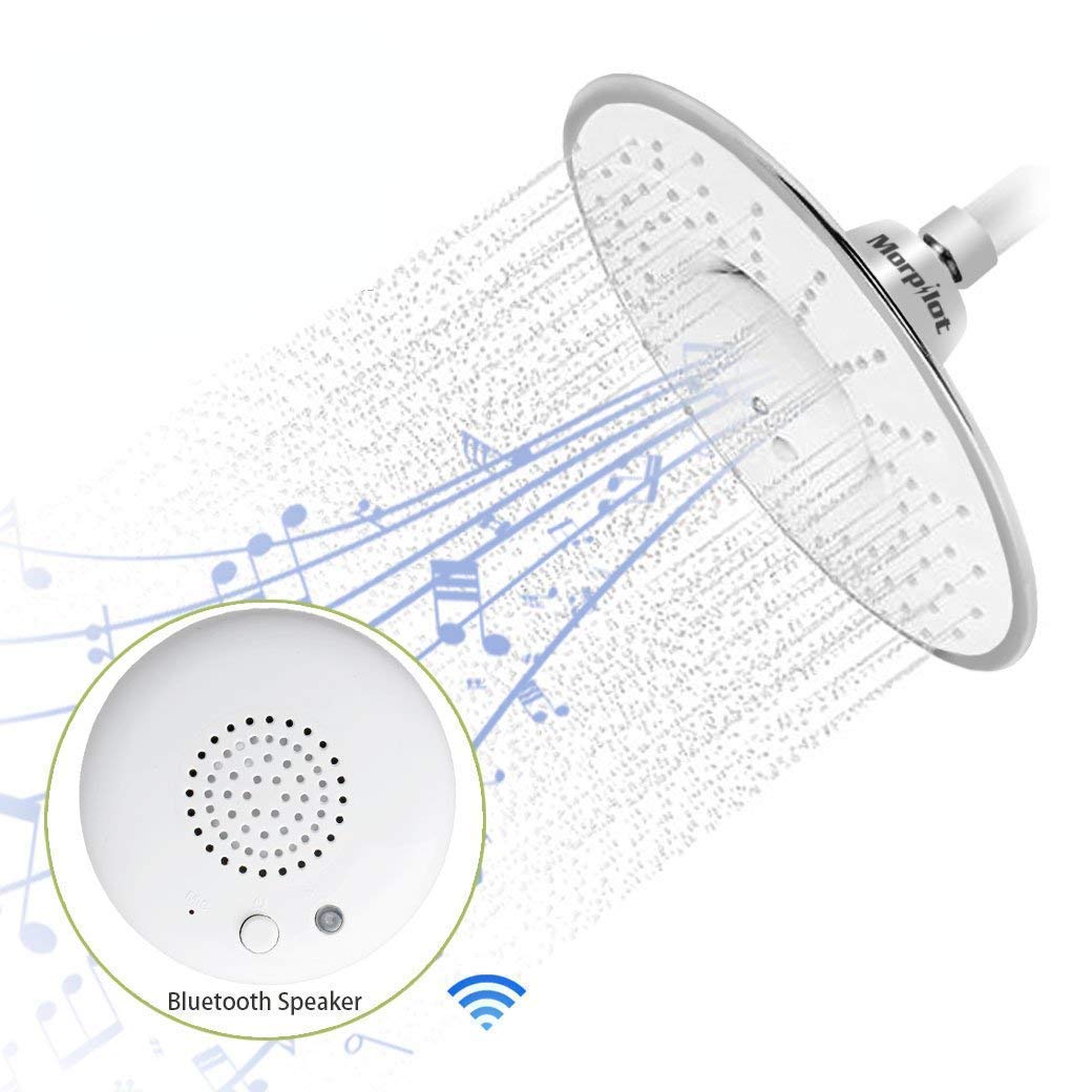 Morpilot Shower Head with Wireless Bluetooth Speaker, Fixed Bathroom