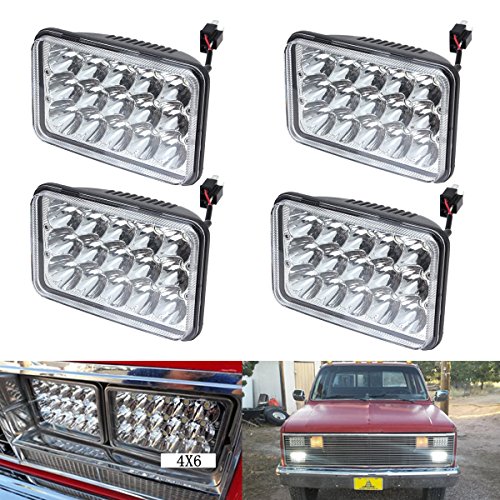 (4pcs) 4×6 inch LED Headlights Rectangular Replacement H4651 H4652 H4656 H4666 H6545 for Peterbil Kenworth Freightinger Ford Probe Chevrolet Oldsmobile Cutlass