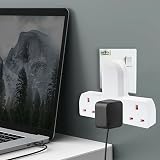 Invero 3 Way Multi Mains Socket Adapter UK 3 Pin Plug 13A White Cable Free view 2