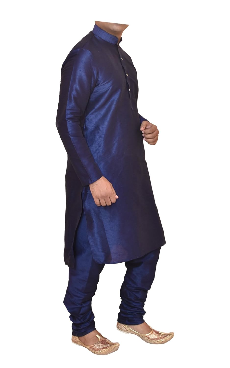 modern garments men's blue dupioni silk kurta pyjama