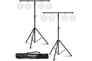 NiuNyuNeu Dj Light Stand Metal T-Bar Stage Stand for Par Lights Tripod Light Stand with Crossbar Mount, with a Carry Bag, Set of 2